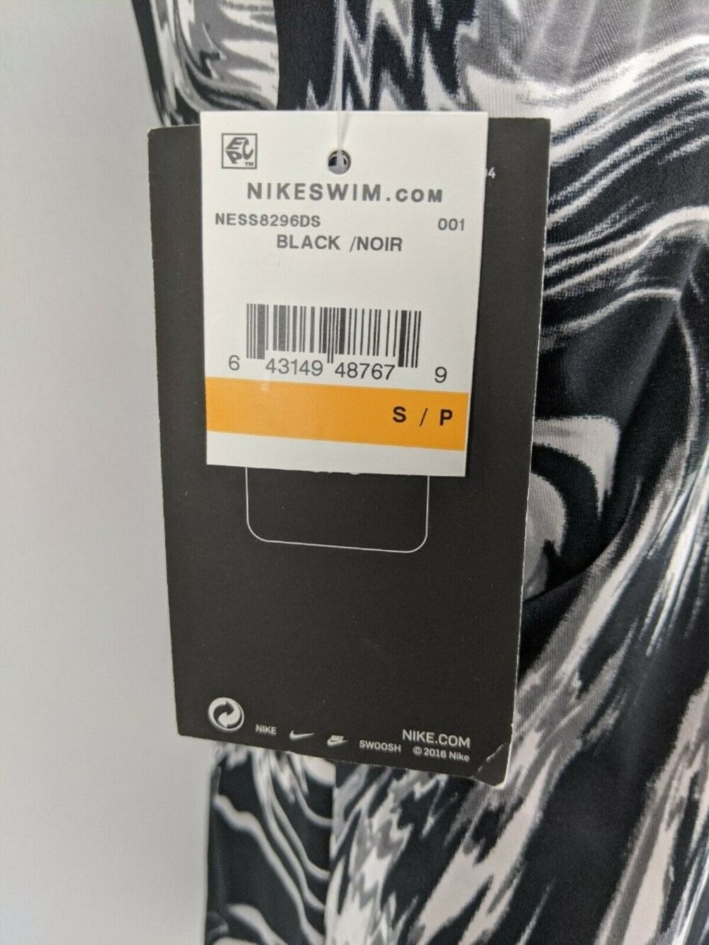 Nike Womens Sz Small Swimsuit Black & Gray Marble Racerback Tankini Top Nwt - Picture 5 of 9